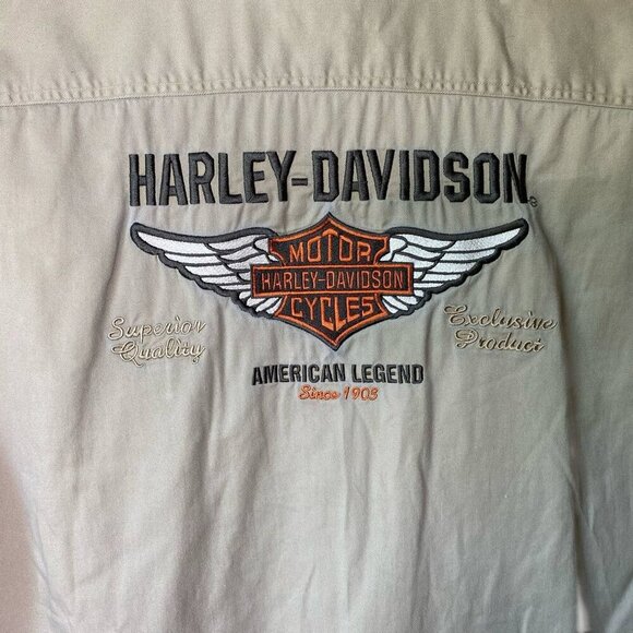 Harley-Davidson Motorcycle Size 2XL Embroidered Long Sleeve Snap Front Shirt - Picture 3 of 4